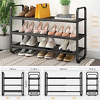 Expandable Metal Shoe Rack for Closet, Entryway & Garage, 3-Tier, Black | Adjustable Height for Boots, Stackable Design, Dense Mesh Shelves for Heels, Fits Small Spaces, Apartments and Rentals - Image 3
