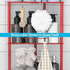 HuggieGems Metal Floor Standing Corner Shower Caddy, Red, 3 Tier - Image 5