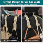 Amooca 4 Pack Anti-drop Headrest Hooks Adjustable Car Seat Organizer - Image 3