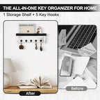 Key and Mail Holder Wall Mount, Mail Organizer with 5 Key Hooks - Image 6