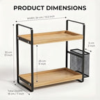 LEMIKKLE 2-Tier Wood Bathroom Counter Organizer with Basket,Waterproof Vanity Perfume Skincare Storage for Bathroom, Kitchen, Dresser - Image 2