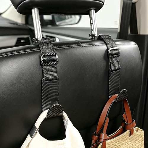 Amooca 4 Pack Anti-drop Headrest Hooks Adjustable Car Seat Organizer - Image 2