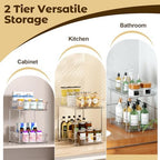 Incostar 2 Tier Pull-Out Organizer for Bathroom Kitchen, Under Sink Storage with Dividers, Ideal for Cabinet, Cupboard Organization, Slide-Out Clear Storage, 2 Pack - Image 6