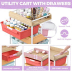 SYKIARIOL Utility Cart with 5 Labeling Drawers and Wooden Tabletop - Image 5