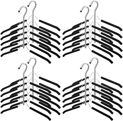 Ripeng Space Saving Clothes Hanger 8 Packs 5 in 1 Multi Layer Anti Slip Metal Heavy Duty Stainless Steel Sweater Shirt Clothes Hangers Closet Storage Organizer (Black, Style 1) by Ripeng