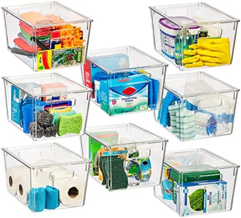 ClearSpace Storage Bin with Lid, Pantry & Desk Organizer, XL, 8 Pack by ClearSpace