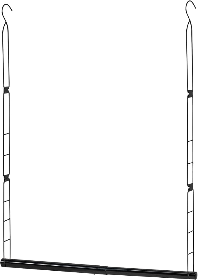 STORAGE MANIAC Hanging Closet Rod, Adjustable Width and Height Closet Hanging Organizer, Space-Saving Clothes Hanging Bar, Closet Extender Hanging Rod Double Closet Hanging Rod, 1 Pack Black by STORAGEMANIAC