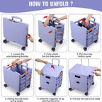 FELICON SELORSS Folding Utility Cart Portable Rolling Crate Handcart-Purple - Image 5