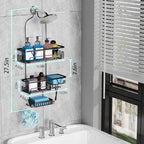 DAOYA Over the Shower Head Caddy with 2 Baskets & Soap Holder, Non-Slip Design for 0.82-Inch Showers, Black, Stainless Steel - Image 6
