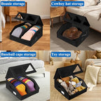 2 Pack Hat Storage for Baseball Caps-Holds Up to 48 Caps, Hat Organizer for Closet Stackable Hat Box with Cardboard, Dustproof Baseball Cap Organizer with 2 Handles for Home Travel (Black, 2Pack) - Image 4