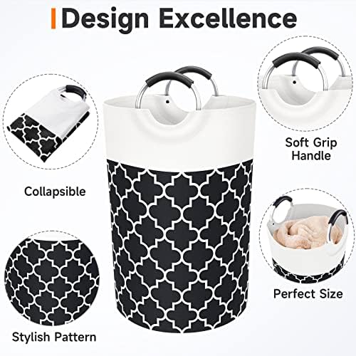 Fabspace Large Laundry Basket Laundry Hamper Bag Washing Bin Clothes Bag Collapsible Tall with Handles Waterproof Travel Bathroom College Essentials Storage for College Dorm, Family (Black) 75L - Image 3