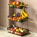Sevenblue 3-Tier Fruit Basket with Banana Hangers, Detachable Metal Bowl by Sevenblue