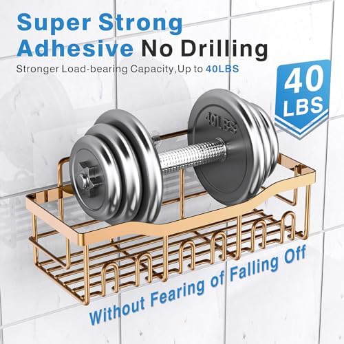 EUDELE Shower Caddy 2 Pack, Adhesive Organizer for Bathroom Storage, Home Decor & Kitchen, No Drilling, Rustproof Stainless Steel Shelf, Bathroom Decor Sets - Image 4