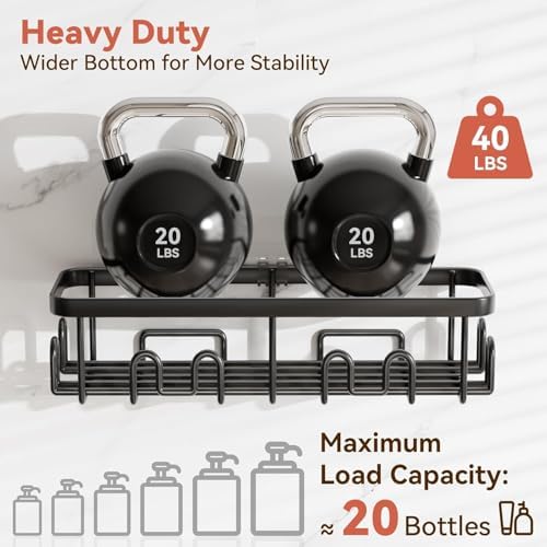 YASONIC Shower Caddy Adhesive, Rustproof Shower Organizer, Wall Shower Rack - Image 4