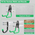 Garage Hooks, 20-Pack Steel Garage Accessories for Organization and Storage, Heavy Wall Mount Duty Hooks with Anti-Slip Coating for Hanging Ladder, Bike, Power Tools and More Tools, Green - Image 5