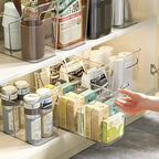 Tall Narrow Clear Bins with Dividers, Plastic Containers for Organizing Kitchens and Bathrooms - 14" L, 2 Pack - Image 3