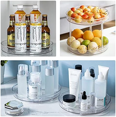 URALFA 2 Tier Lazy Susan Turntable, 9 Inch Clear Organizer for Cabinet - Image 5