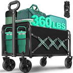 KINGRACK Collapsible Wagon Cart with Wheels Foldable, Black, 360 lbs Heavy Duty Folding Utility Wagon - Portable All Terrain Grocery Cart for Groceries/Shopping/Outdoor/Camping/Fishing/Sports by Unknown