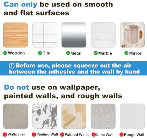 Adhesive Bathroom Shelves, 6 Pack Acryilc No Drill Stick on Shelf - Image 5