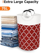 Fabspace Large Laundry Basket Laundry Hamper Bag Washing Bin Clothes Bag Collapsible Tall with Handles Waterproof Travel Bathroom College Essentials Storage for College Dorm, Family (Red) 75L - Image 5