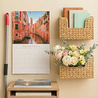 Set of 2 Magazine Holder Wall Basket Water Hyacinth Woven Mail Organizer, Wicker Wall Hanging Baskets for Magazines, Letters & Storage Decorative Mail Holder, Magazine Rack, 11.8x4.3x7.9 Inch - Image 3
