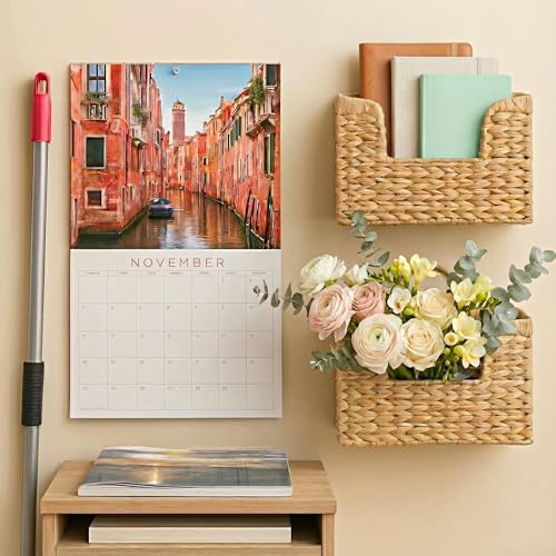 Set of 2 Magazine Holder Wall Basket Water Hyacinth Woven Mail Organizer, Wicker Wall Hanging Baskets for Magazines, Letters & Storage Decorative Mail Holder, Magazine Rack, 11.8x4.3x7.9 Inch - Image 3
