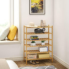 BMOSU 6-Tier Bamboo Shoe Rack Premium Stackable Shoe Shelf Storage Organizer for Hallway Closet Living Room Entryway Organizer (Natural Bamboo) - Image 2
