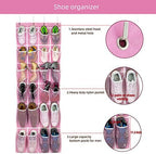 SAVERHO 2 Pack Hanging Shoe Organizer，Over Door Shoe Organizer with 24 Mesh Large Pockets Shoe Storage Bag for Sport Shoes Size:58x21 Inch Hanging Door Shoe Rack Organizer (Pink-2pack) - Image 6