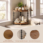Retro 2-Tier Corner Bathroom Counter Organizer, Vanity Sink Shelf - Image 4