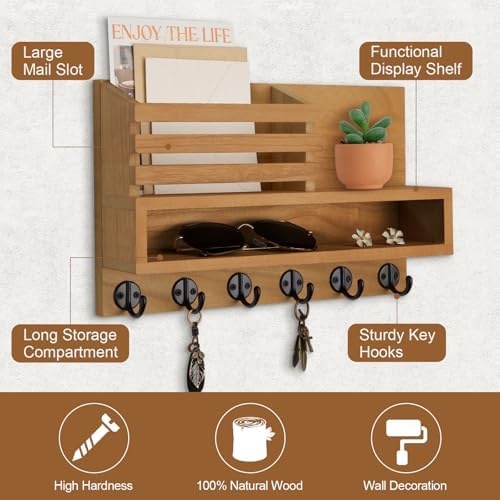 Key and Mail Holder Wall Mount, Key Holder with Long Storage Box - Image 2