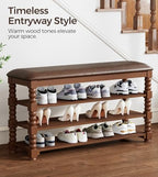 Homleke 39.4" Wide Solid Wood Shoe Rack Bench with Classic Turned Ball Legs - Image 4
