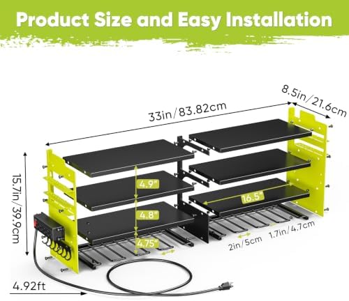 POKIPO Upgrade Power Tool Organizer Wall Mount with Charging Station,4 Layer Heavy Duty Metal Storage Rack Loads 600lbs with 8 Cordless Drill Holder,4 Outlet Power Strip Battery Utility Rack for Man - Image 2