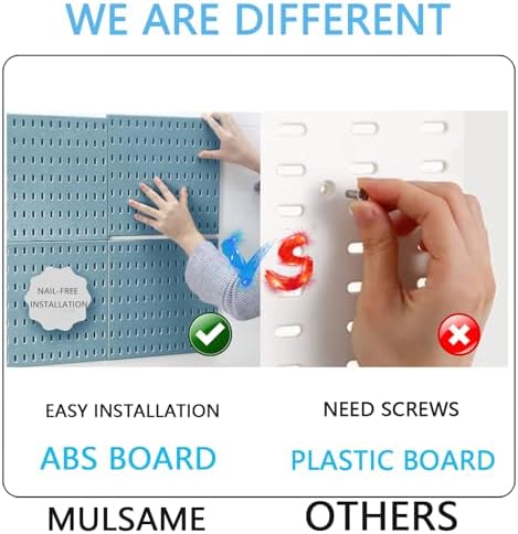 MULSAME Pegboard Combination Kit, 25.2" x 25.2" Wall Mounted Storage Set with 4 Pegboards & 20 Accessories Hanging, Peg Boards Organizer - Image 6