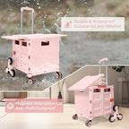 Foldable Utility Cart with Stair Climbing Wheels,Collapsible Rolling Crate with Magnetic Lid Telescopic Cover,Adjustable Telescoping Handle,360° Rotate Wheel Hand Cart for Teacher Shopping Moving - Image 6
