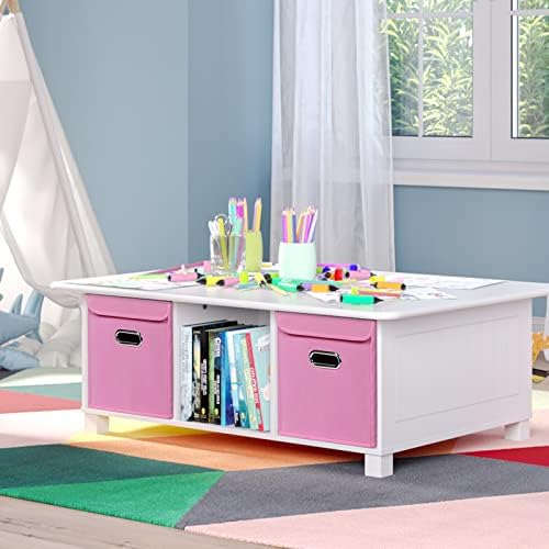 Closet Organizers Fabric Storage Bins With Lids Collapsible Cube Storages Organizer Basket With Handles,Storage Boxes for Clothes Storage,Office,Toys,3 Pack,（Pink - Image 5