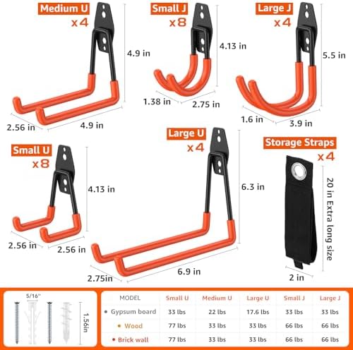 32-Pack Heavy Duty Wall Mount Garage Hooks - Image 2