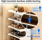 39" Bamboo Shoe Rack - Vertical Shoe Organizer Rack for Small Space, Narrow Shoe Tower for Closet, Entryway, Corner, Tall Shoe Shelf with Removable Shelves, Flexible Storage Shelf for Saving Space - Image 6