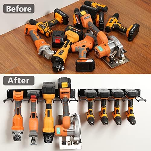 UU-Major Drill Holder Wall Mount,Power Tool Organizer,Heavy Duty Garage Tool Organizers and Storage,2 Pack Power Tool Storgae Racks Set Solid Metal Black… - Image 6