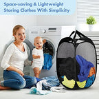 2 Pack Pop Up Laundry Hampers, 70 L Collapsible Foldable Mesh Basket, Black - Image 7