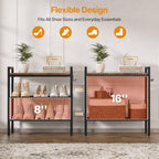 3 Tier Shoe Rack, Shoe Rack for Entryway with Hook, Shoe Organizer with Adjustable Mesh Shelves, Metal Shoe Storage, Closet, Bedroom Living Room Garage - Image 3