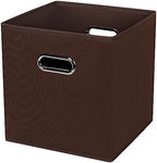 Black Foldable Storage Cubes Bins , Fabric Storage Box Cubes Organizer Baskets with Dual Handles for Home Organizer (Coffee) by HEAYEEG