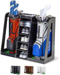 GoSports Premium Wooden Golf Bag Organizer and Storage Rack - Black, White or Brown Finish - Holds 2 Golf Bags by GoSports