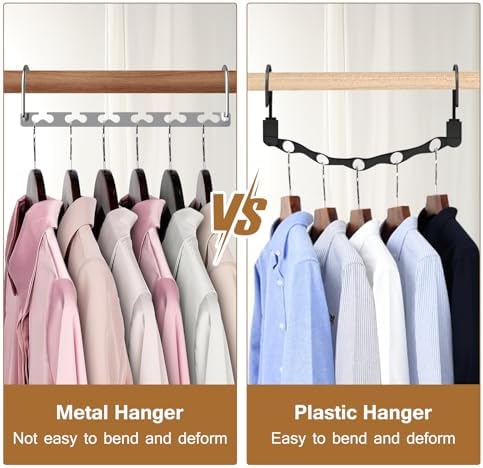Space Saving Hangers for Clothes 6 Pack, Sturdy Metal Hangers Wardrobe Organizer, Magic Cascading Hanger, Closet Space Saver Closet Organizers and Storage - Image 5
