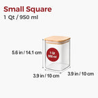 Glass Pantry Storage Containers with Bamboo Lids 1Qt 4 Pack Square - Image 2