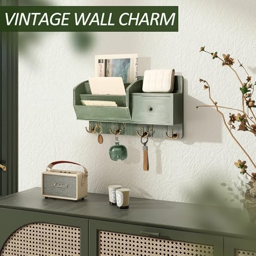 Rebee Vision Key Holder Wall Mount with Mail Sorter for Room Decor, Green - Image 5