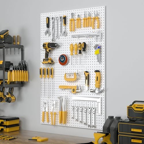 Spampur Peg Board, 8 Pack Metal Pegboard Panels with 50 Hooks - Image 2