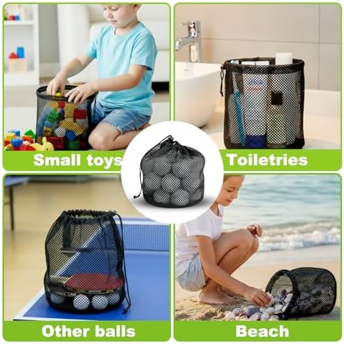 Golf Ball Storage Bag-6 Pack Mesh Bags with Drawstring，Golf Shag Bag Organizer,Sports Equipment Organizer Sack，for Collecting Half Balls Tennis Beach Trave - Image 6