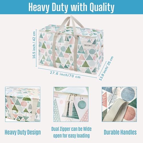 VENO 6 Pack Heavy Duty Moving Bags, Extra Large Storage Bags with Reinforced Handles & Strong Zippers, Foldable & Reusable Moving Box Alternative for Clothes & Dorm Storage - Image 3
