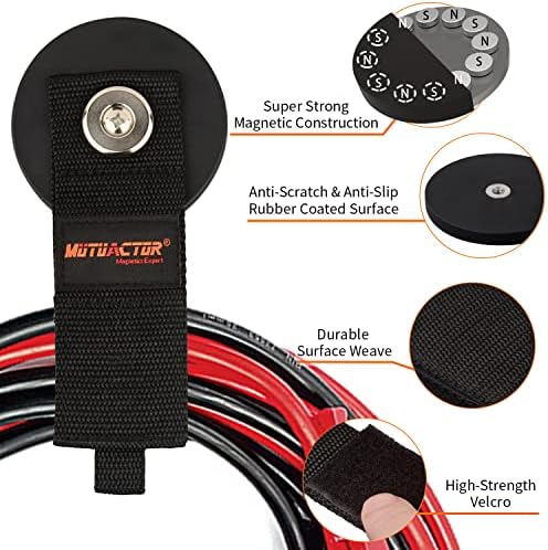 MUTUACTOR Magnetic Hooks,2packs Super Strong Magnets Hooks Heavy Duty for Hanging,Anti-Slip Rubber Coated Magnets Large Capability Cable for Garden Hoses Ropes Cordless Drills and RVs (Dia3.46'') - Image 3