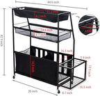 MyGift 3 Tier Sports Equipment Organizer Rolling Ball Storage Rack w/Hooks - Image 5